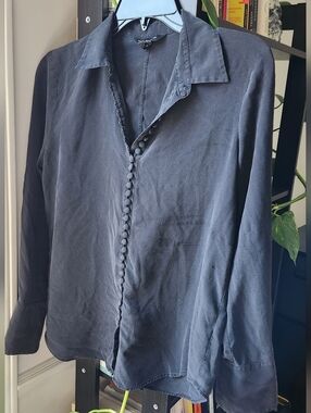 Club Monaco Black Button-Front Blouse